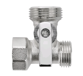 Кран шаровый ручка - флажок MPF 1/2"х3/4"х1/2" ВН-НР-НР латунь