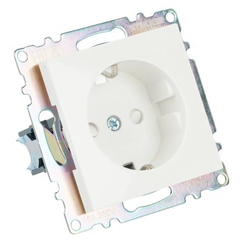 Розетка силовая одноместная встраиваемая STEKKER Катрин с заземлением, цвет белый, арт. GLS16-7110-01