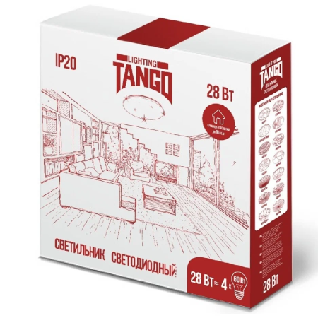 Настенно-потолочный светильник Tango Глянец НББ-Р-5 LED 28Вт