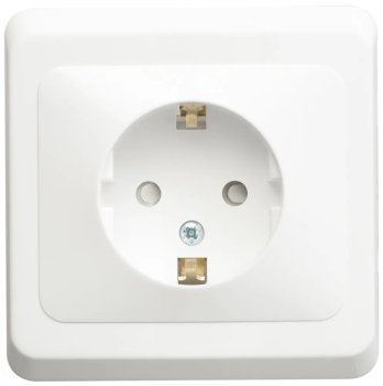 Розетка силовая одноместная встраиваемая Schneider Electric Этюд с заземлением, цвет белый, арт. PC16-004B