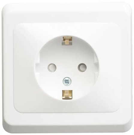 Розетка силовая одноместная встраиваемая Schneider Electric Этюд с заземлением, цвет белый, арт. PC16-004B