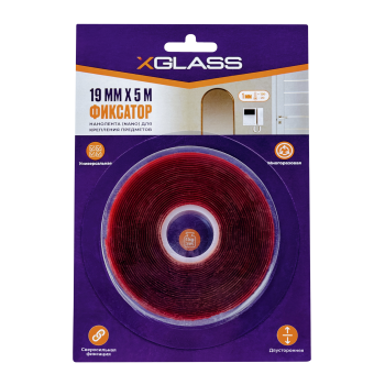 Лента двусторонняя XGLASS 19 мм x 5м на полипропиленовой основе прозрачный