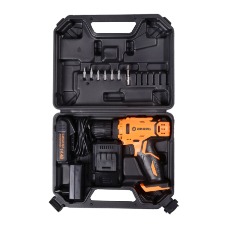 Дрель-шуруповерт аккумуляторная Вихрь ДА-14,4Л-2К Li-lon 14,4В 2x2Ач 26Нм