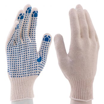 Перчатки х/б ПВХ покрытие 10 класс 8 нитей белый