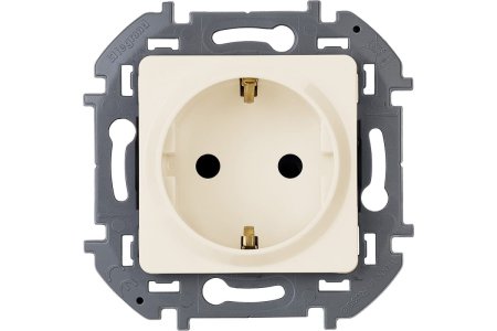 Розетка силовая одноместная встраиваемая Legrand Inspiria с заземлением, цвет слоновая кость, арт. 673721