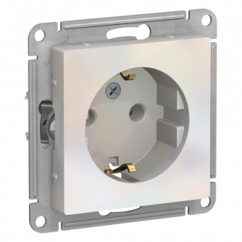 Розетка силовая одноместная встраиваемая Schneider Electric AtlasDesign с заземлением, цвет жемчуг, арт. ATN000443