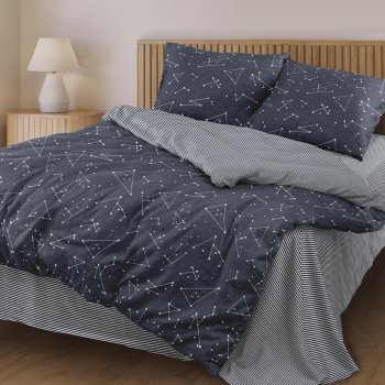 Комплект постельного белья Звездное небо двуспальный бязь синий