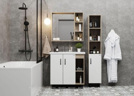 Шкаф-зеркало подвесной Тимбер 70х80х16см коричневый