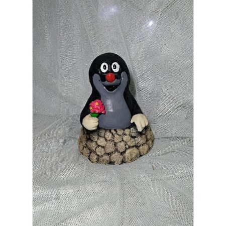 Садовая фигура Крот с цветочком 14см