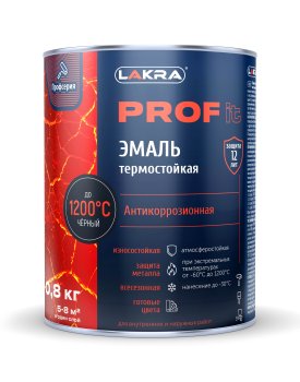 Эмаль Лакра PROF IT антикоррозионная термостойкая черная 0,8 кг матовая
