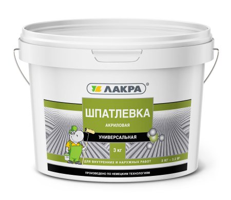 Шпатлевка Лакра универсальная белая 3 кг