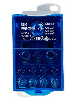 Блок распределительный на DIN-рейку IEK арт.RBD-250