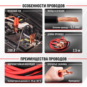 Провода пусковые SKYWAY ARCTIC 200А 2,5 м