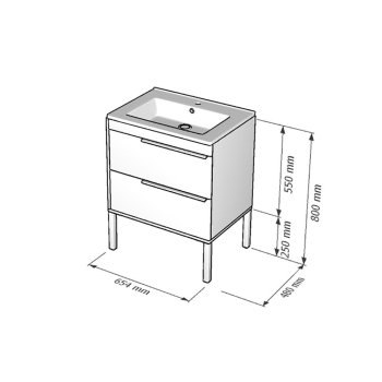 Тумба подвесная Грэмми 57,5х65х47см цвет серый
