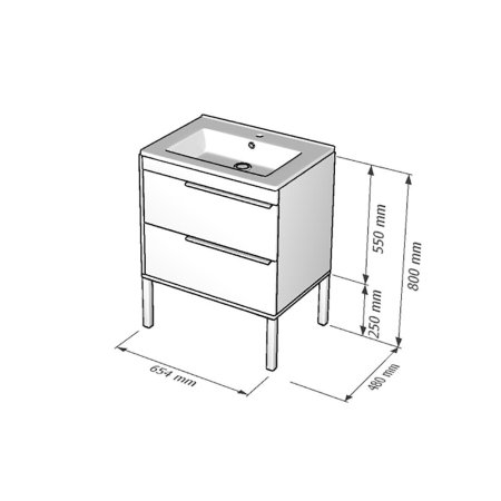Тумба подвесная Грэмми 57,5х65х47см цвет серый