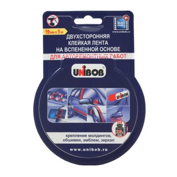 Лента двусторонняя UNIBOB 19 мм x 5м на вспененной основе черный
