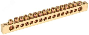 Шина нулевая IEK без изолятора (крепеж по краям) 8х12 16/2 16/2(16 групп/крепёж по краям) отверстий арт.YNN21-16-100