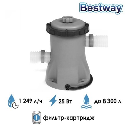 Фильтр-насос картриджный для бассейнов Bestway Flowclear 21 см 1 249 л/ч
