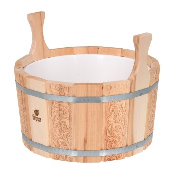 Ушат Банные штучки Цветочный орнамент с пластиковой вставкой липа 9л