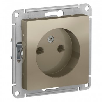 Розетка силовая одноместная встраиваемая Schneider Electric AtlasDesign без заземления, цвет шампань, арт. ATN000541