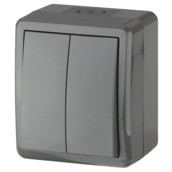 Выключатель накладной ЭРА Эксперт IP54 2 кл. серый, арт. 11-1404-03