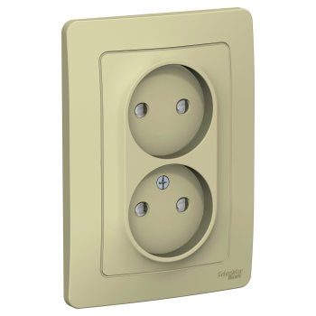 Розетка силовая двойная встраиваемая Schneider Electric Blanca без заземления, цвет бежeвый, арт. BLNRS000127