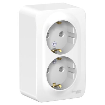 Розетка силовая двойная накладная Schneider Electric Blanca с заземлением, цвет белый, арт. BLNRA011211