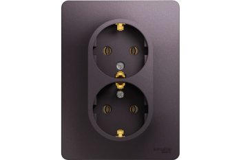 Розетка силовая двойная встраиваемая Schneider Electric Glossa с заземлением, цвет сиреневый туман, арт. GSL001424