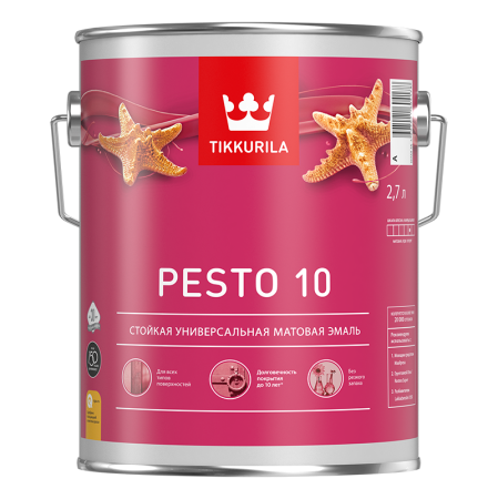 Эмаль алкидная универсальная Pesto 10 Тиккурила основа С 2,7 л