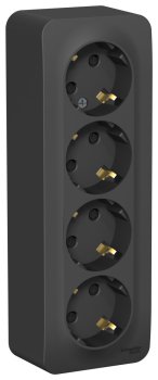 Розетка силовая четырехместная накладная Schneider Electric Blanca с заземлением, цвет черный, арт. BLNRA011416