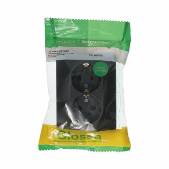 Розетка силовая двойная встраиваемая Schneider Electric Glossa с заземлением, цвет антрацит, арт. GSL000724