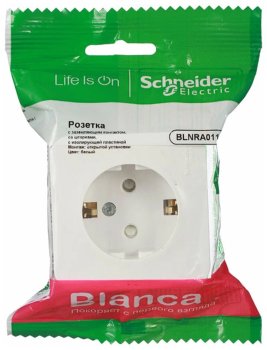 Розетка силовая одноместная накладная Schneider Electric Blanca с заземлением, цвет белый, арт. BLNRA010111