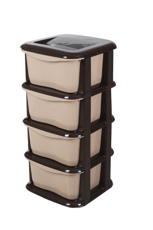 Комод пластик Домовой 4 секции коричневый