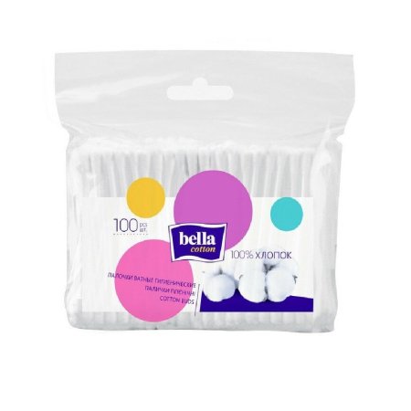 Палочки ватные Bella 100шт в пакете