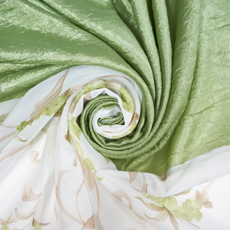 Комплект штор для кухни вуаль/тергалет Витерра Жатка-комби 270хзеленый