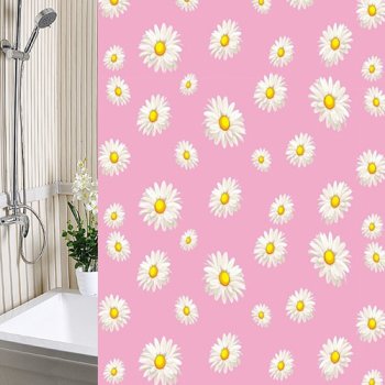 Штора для ванной  Альфа-Стиль Ромашки 180х180см полиэтилен цвет розовый