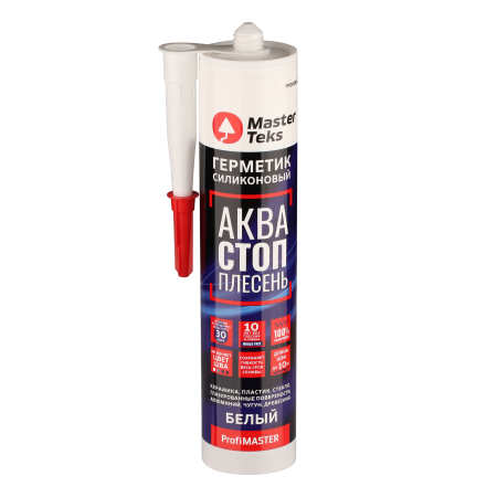 Герметик акваСТОПплесень MasterTeks ProfiMaster силиконовый белый 280 мл