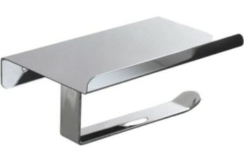 Держатель для туалетной бумаги настенный хром с полкой без крышки