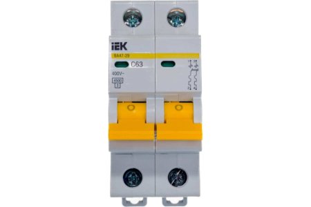 Автоматический выключатель IEK KARAT 2P 63А хар-ка C 4,5кА арт.MVA20-2-063-C