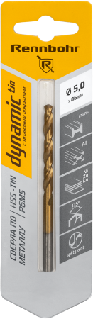 Сверло по металлу RENNBOHR 667050 5 мм 86 мм 1 шт