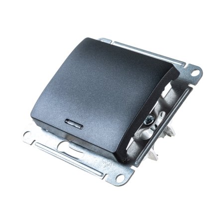 Выключатель встраиваемый Schneider Electric Glossa 1 кл. антрацит, с подсветкой, арт. GSL000713