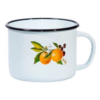 Кружка Фруктовая фантазия, 1000 мл, эмалированная сталь цвет белый Кружка Фруктовая фантазия, 1000 мл, эмалированная сталь цвет белый