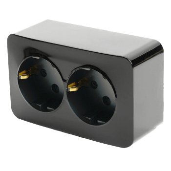 Розетка силовая накладная STEKKER София цвет черный, арт. 49316