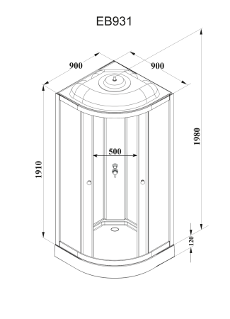Кабина душевая Parly EB931 низкий поддон 90х90х210см матовое стекло