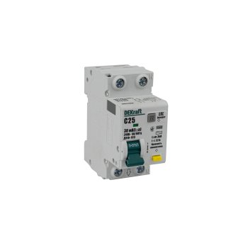 Автомат дифференциальный Dekraft ДИФ-103 1+N 4,5кА 25А 30мА арт.16054DEK