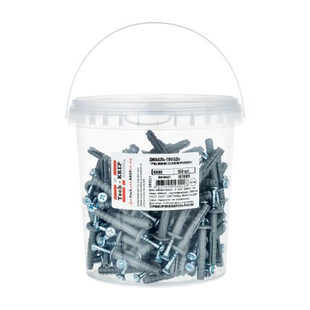 Дюбель распорный 6х40 мм 150 шт полипропиленовый с грибовидным бортиком