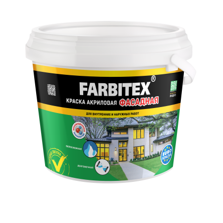 Краска водно-дисперсионная ABC-Farben FARBITEX фасадная белая 1,1 кг