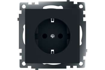 Розетка силовая одноместная встраиваемая STEKKER Катрин с заземлением, цвет черный, арт. GLS16-7110-05