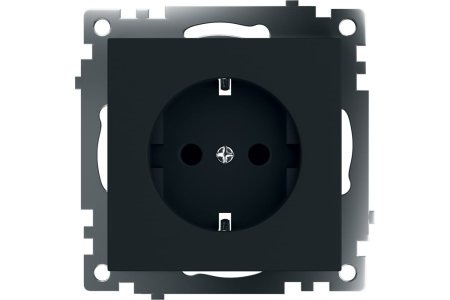 Розетка силовая одноместная встраиваемая STEKKER Катрин с заземлением, цвет черный, арт. GLS16-7110-05