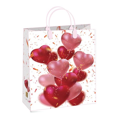 Пакет подарочный  115BAS 26х23х10см белый/красный